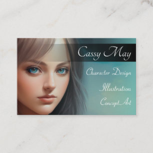 Elegant Cyan Water Color Character Artist Business Card