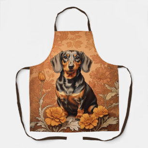 Elegant Dachshund And Marigolds Apron