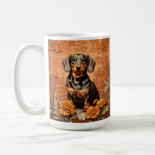 Elegant Dachshund And Marigolds   Coffee Mug