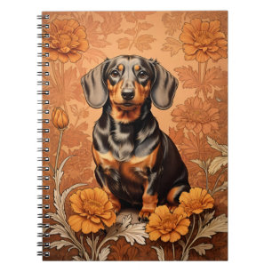 Elegant Dachshund And Marigolds   Notebook