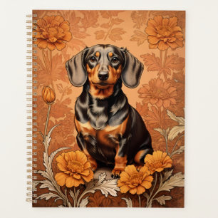 Elegant Dachshund And Marigolds Planner