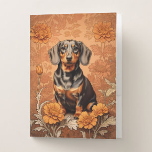 Elegant Dachshund And Marigolds   Pocket Folder