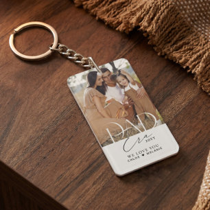 Elegant Dad Era Family Photo Collage Fathers Day Keychain