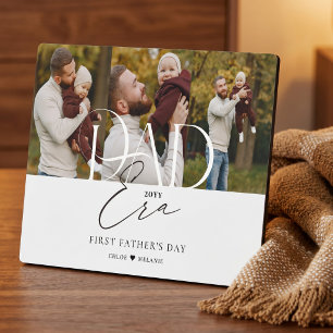 Elegant Dad Era Photo Collage First Fathers Day Plaque