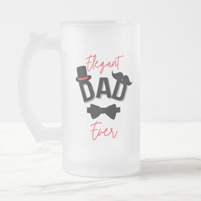 Elegant Dad Ever Father's Day Frosted Glass Beer Mug (Left)