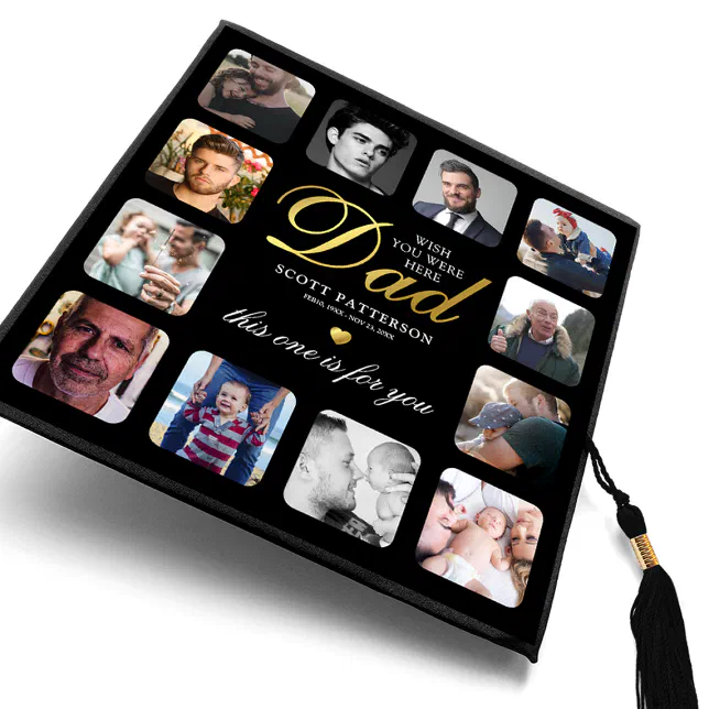 Memorial Graduation Topper Elegant Dad Memorial Photo Graduation Cap Topper | Zazzle