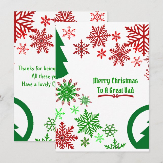 Elegant Dad Merry Christmas Tree Snowflakes Green  (Front/Back)