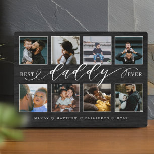 Elegant Daddy Black Woodgrain Modern Photo Collage Plaque