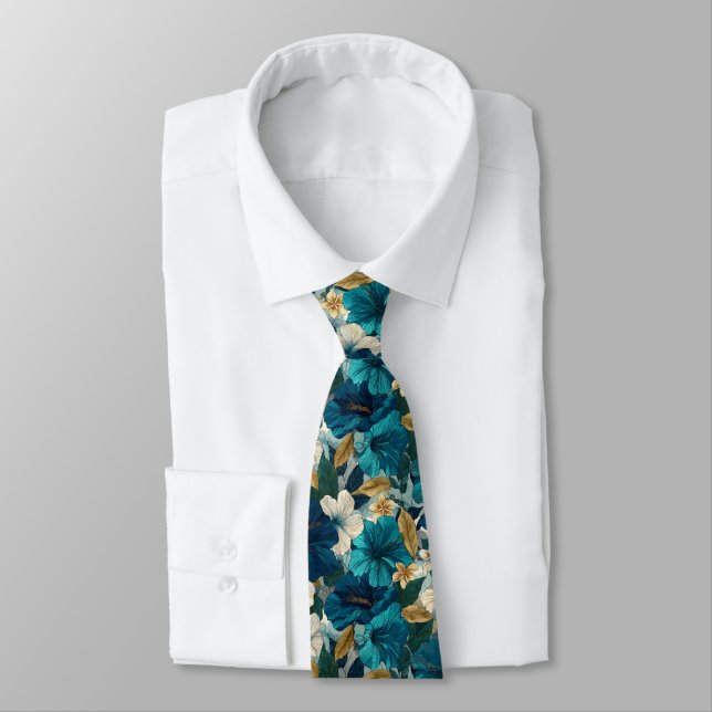 Elegant Dads Day Gifts Tropical Flower Neck Tie (Tied)