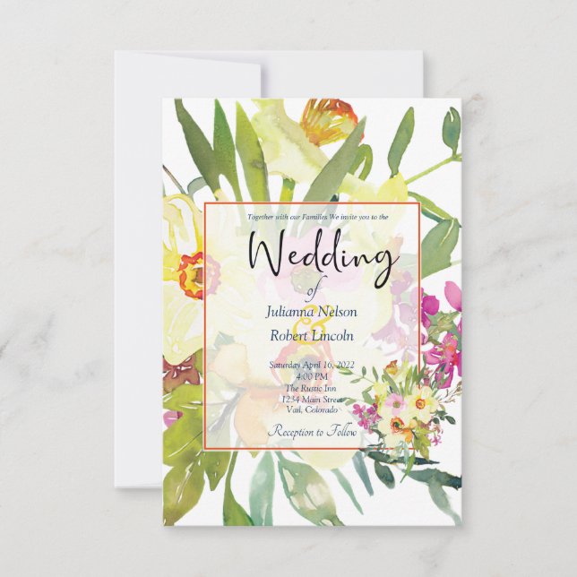 Elegant daffodils wedding invitation (Front)