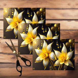 Elegant daffodils with gold accents, Easter  Tissue Paper