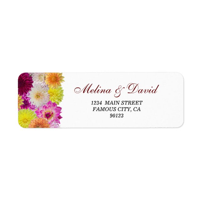 Elegant Dahlia Florals Address Label (Front)