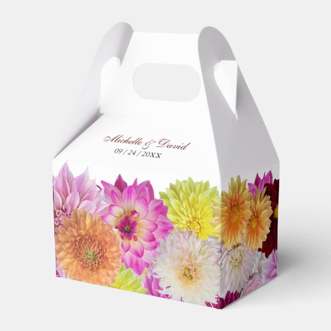 Elegant Dahlia Florals Wedding Favor Boxes (Front Side)