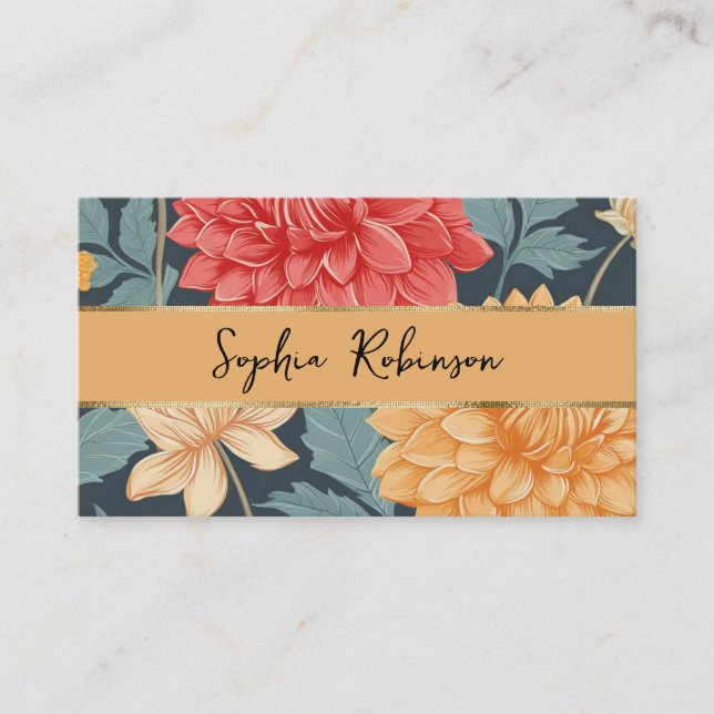 Elegant Dahlia Flowers Business Card (Front)