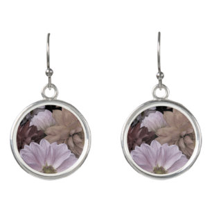 Elegant Dahlia Garden Flowers Floral Drop Earrings