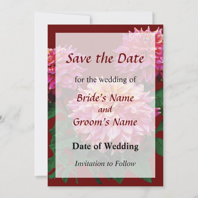 Elegant Dahlia Kidds Climax Save the Date (Front)