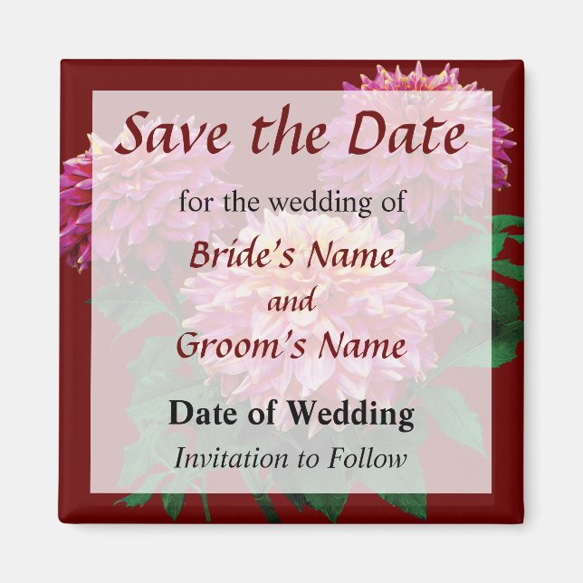 Elegant Dahlia Kidds Climax Save the Date Magnet (Front)