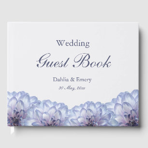 Elegant Dahlias Lilac Gray Wedding Guest Book