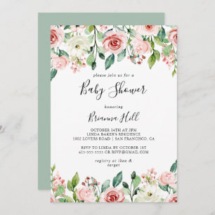Elegant Dainty Autumn Floral Baby Shower Invitation