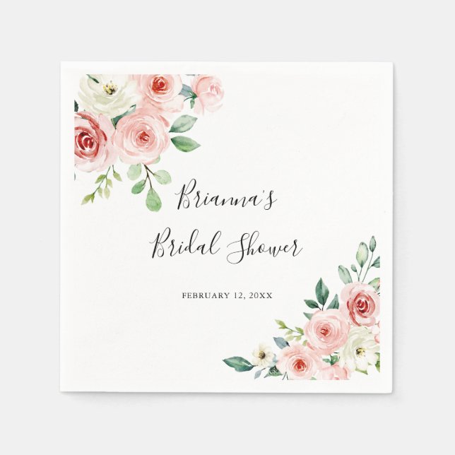 Elegant Dainty Autumn Floral Bridal Shower Napkins (Front)