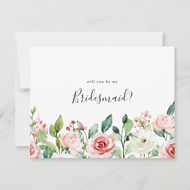 Elegant Dainty Autumn Floral Bridesmaid Proposal Note Card (Front)