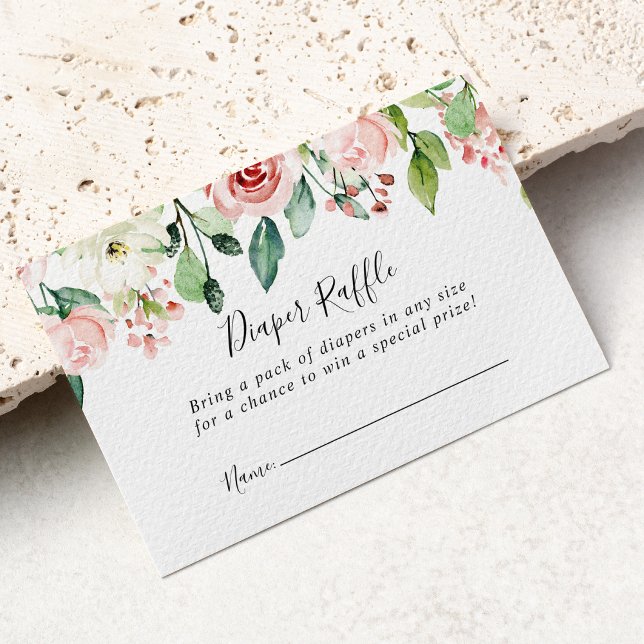 Elegant Dainty Autumn Floral Diaper Raffle Ticket Enclosure Card (Creator Uploaded)