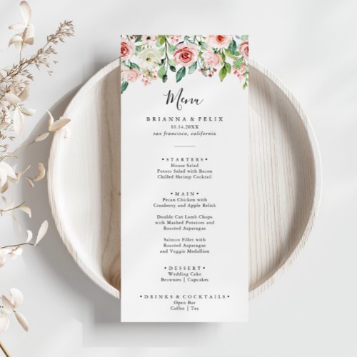 Elegant Dainty Autumn Floral Dinner Menu