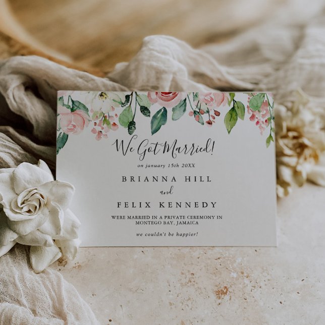 Elegant Dainty Autumn Floral Elopement Announcement (Creator Uploaded)