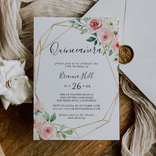 Elegant Dainty Autumn Floral Quinceañera Invitation