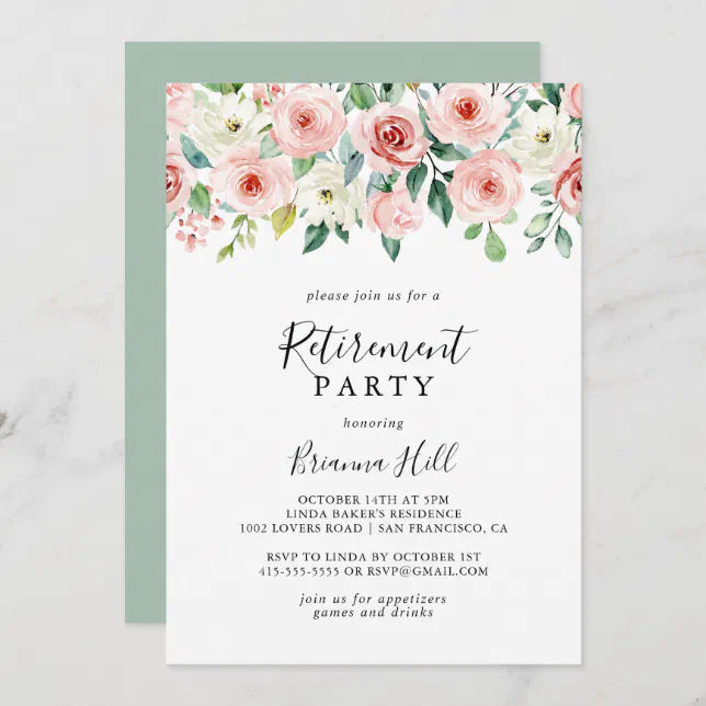 Elegant Dainty Autumn Floral Retirement Party Invitation | Zazzle