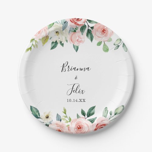 Elegant Dainty Autumn Floral Wedding Cake Paper Plates