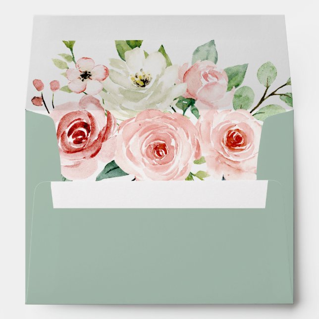 Elegant Dainty Autumn Floral Wedding Invitation Envelope (Back (Bottom))