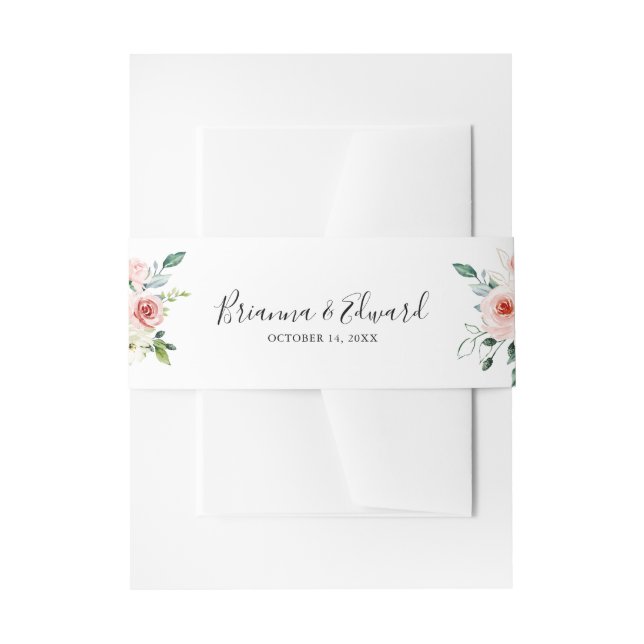 Elegant Dainty Autumn Floral Wedding Invitation Invitation Belly Band (Front Example)