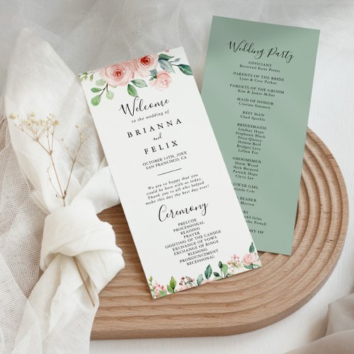 Elegant Dainty Autumn Floral Wedding Program