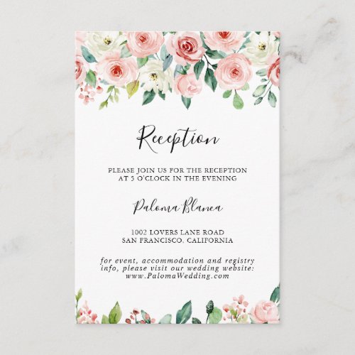 Elegant Dainty Autumn Floral Wedding Reception Enclosure Card