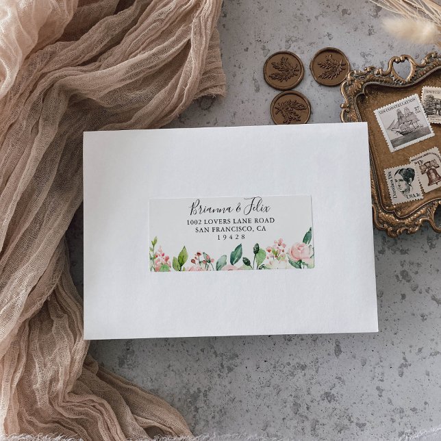 Elegant Dainty Autumn Floral Wedding RSVP Address Label (Creator Uploaded)