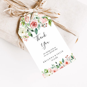 Elegant Dainty Autumn Floral Wedding Thank You Gift Tags