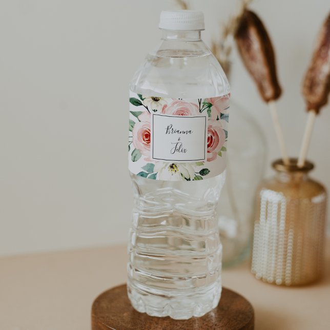Elegant Dainty Autumn Floral Wedding Water Bottle Label (Creator Uploaded)