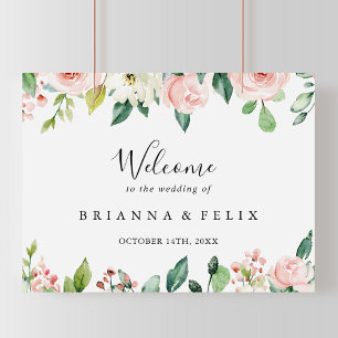 Elegant Dainty Autumn Floral Wedding Welcome Sign