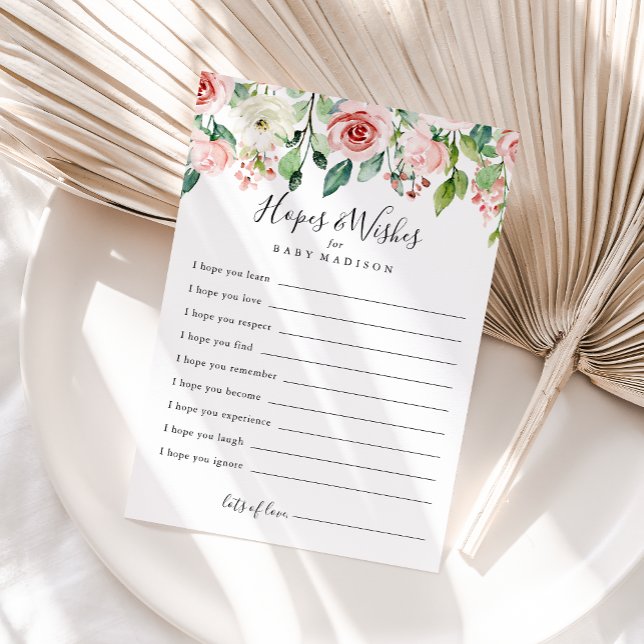Elegant Dainty Baby Shower Hopes & Wishes Card (Creator Uploaded)