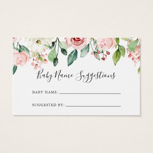 Elegant Dainty Floral Baby Name Suggestions Card