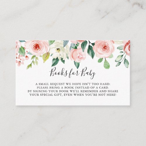 Elegant Dainty Floral Baby Shower Book Request Enclosure Card