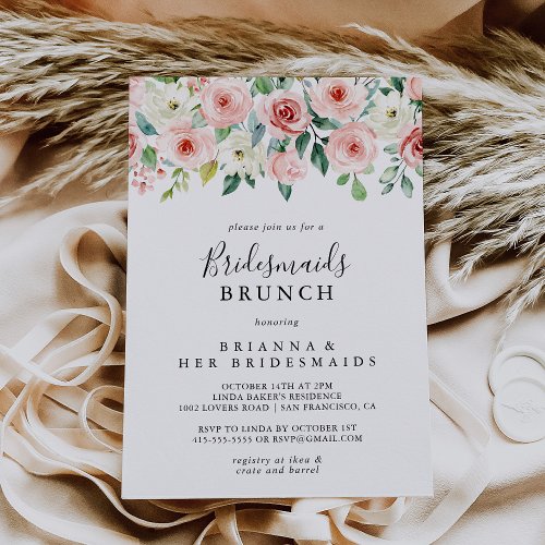 Elegant Dainty Floral Bridesmaids Brunch Shower Invitation