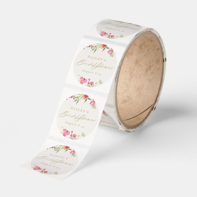 elegant dainty floral spring wedding Bridal Shower Classic Round Sticker (Roll)