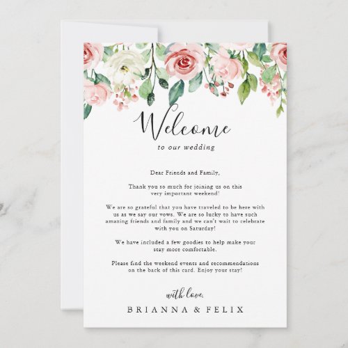 Elegant Dainty Floral Wedding Welcome Letter