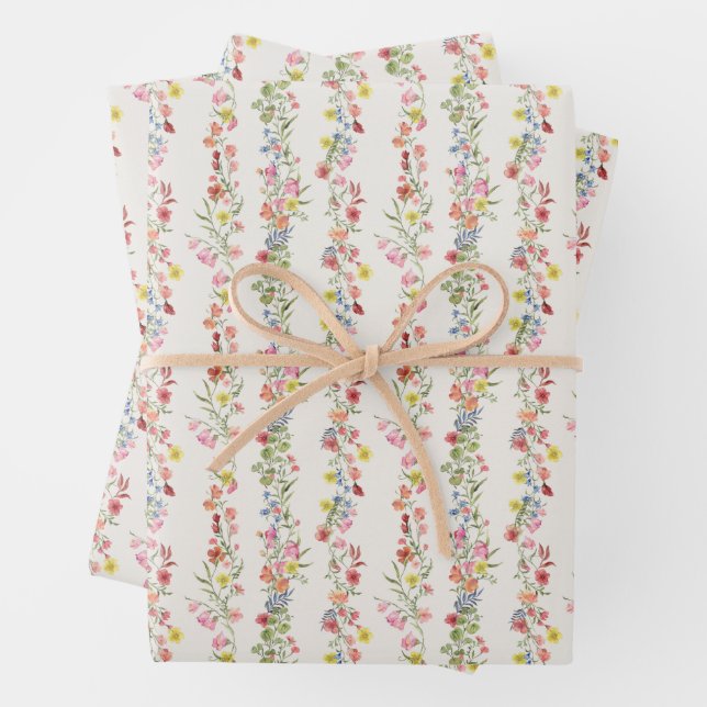 Elegant dainty florals wrapping paper sheets (In situ)