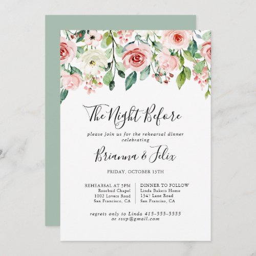 Elegant Dainty Night Before Rehearsal Dinner Invitation