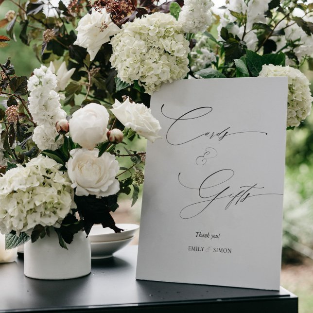 Elegant Dainty Wedding Cards and Gifts Sign (elegant script wedding cards and gifts sign, modern minimalist gifts table sign, wishing well sign)