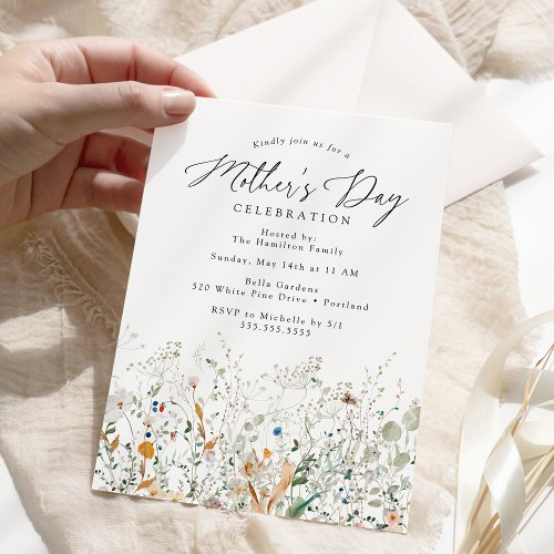 Elegant Dainty Wildflowers Mothers Day Invitation
