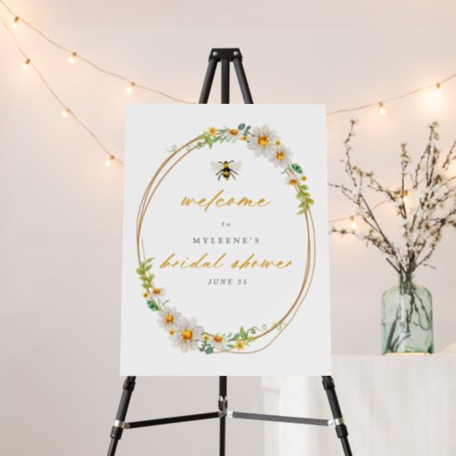 Elegant Daisies  Bee Bridal Shower Welcome Foam Board